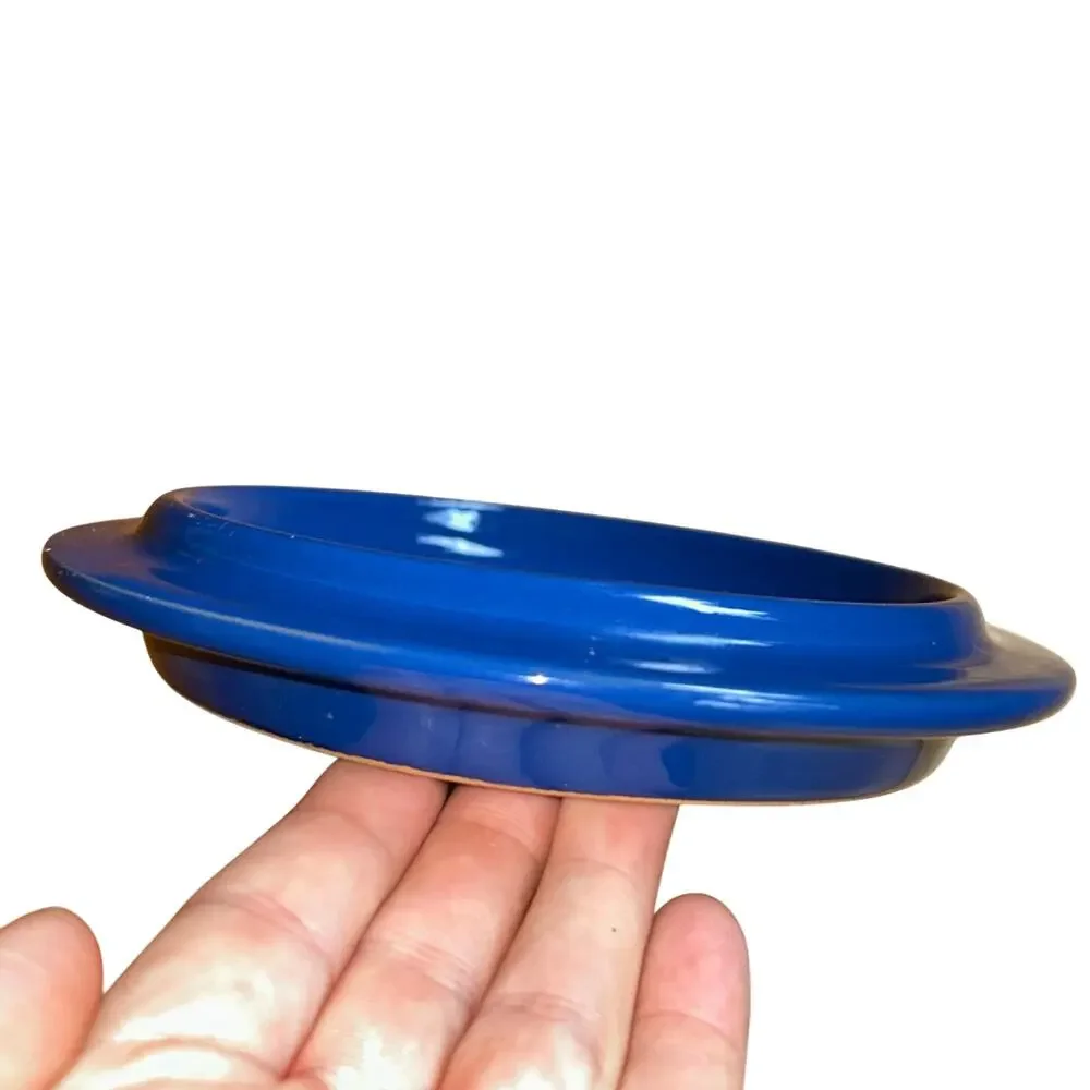Mamma Ro Italian pottery blue plate saucer candle holder